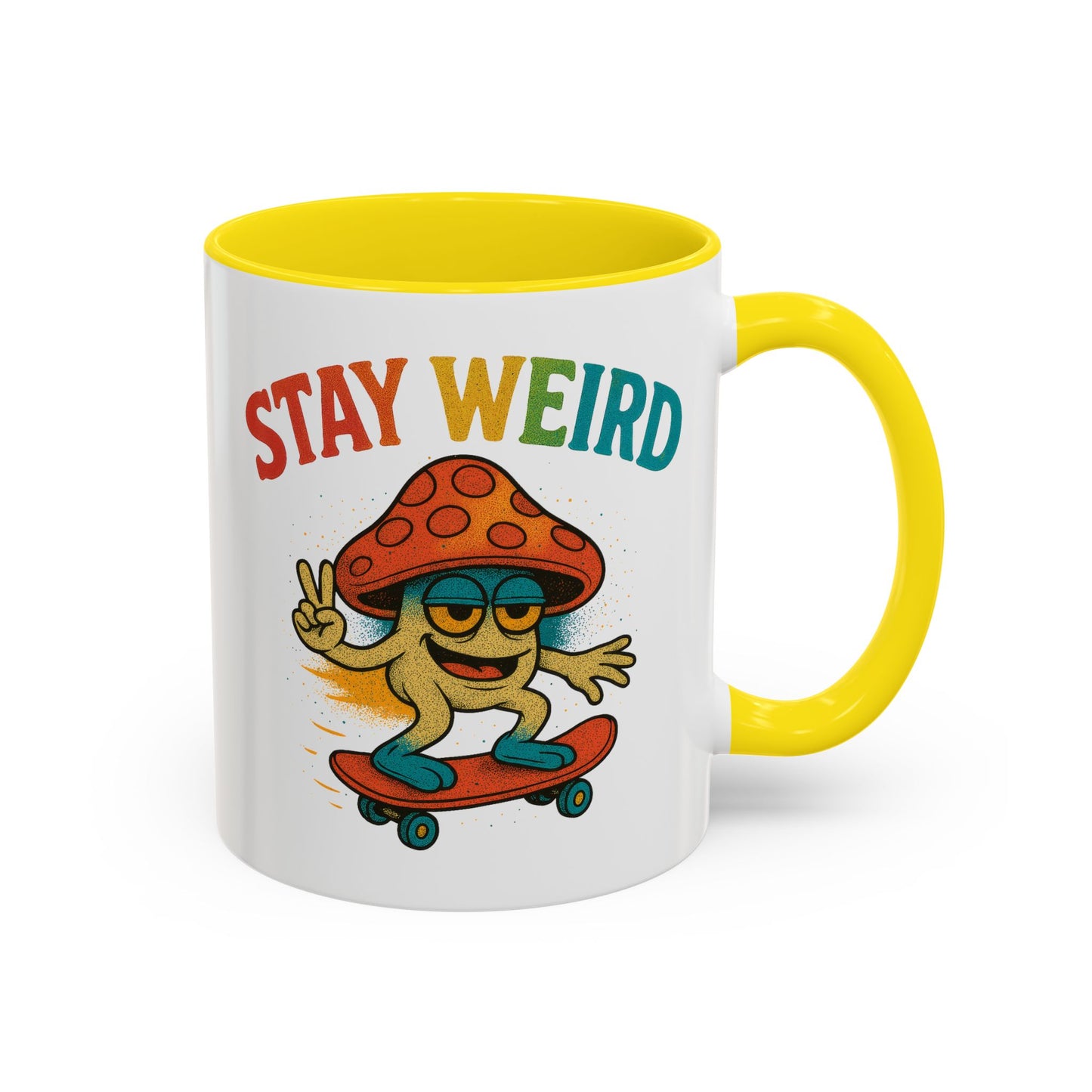 Humor Mug - Stay Weird Mushroom Skateboard