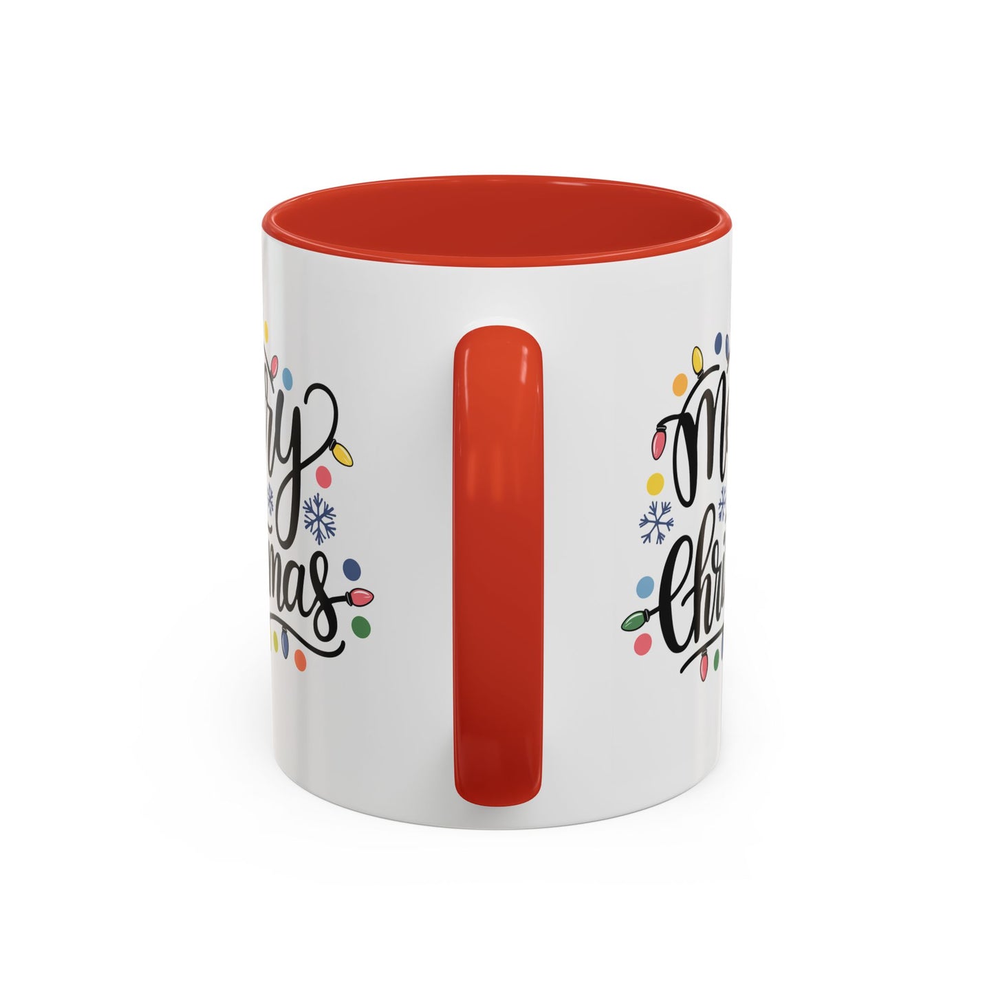 Christmas Mug - Merry Christmas Black Text Colored Lights