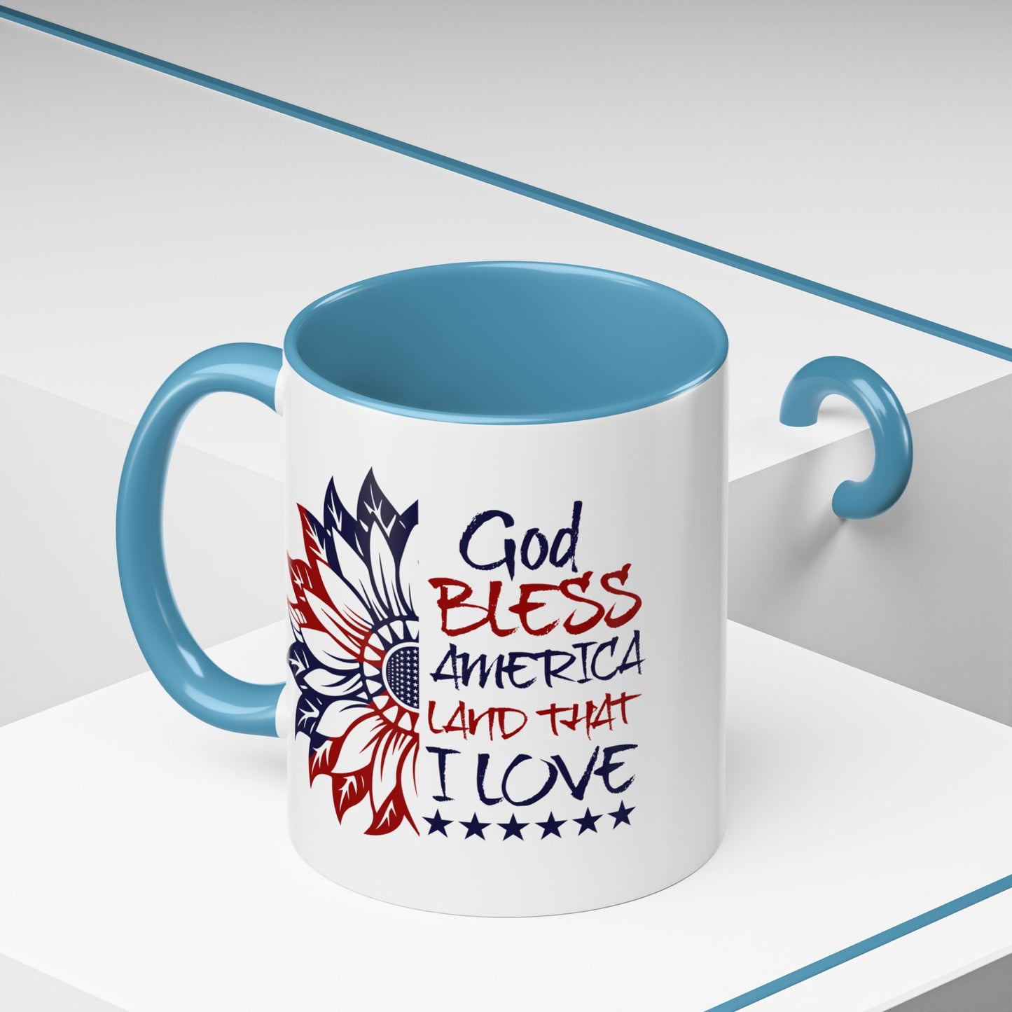 4th of July Mug - God Bless America Sunflower