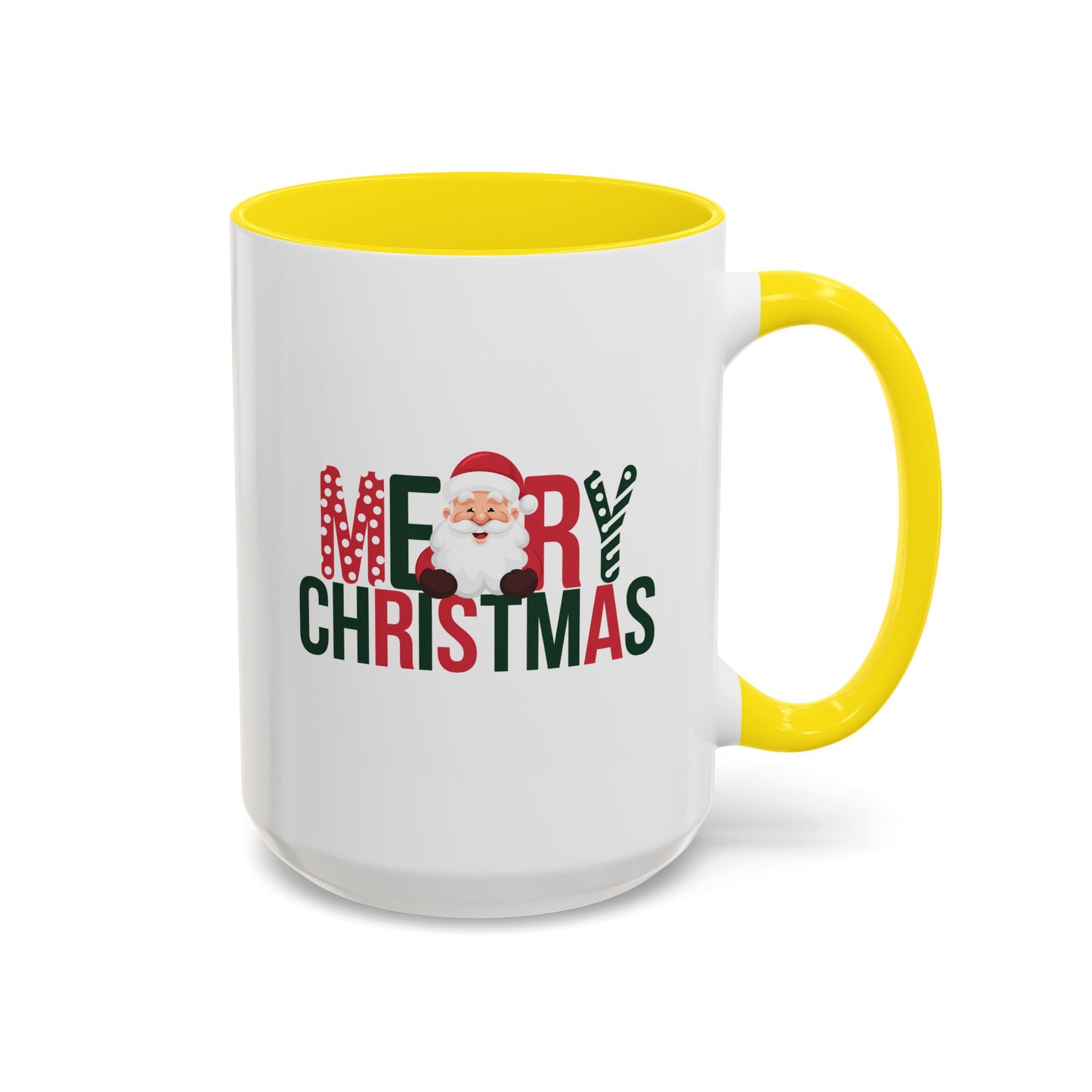 Christmas Mug - Merry Christmas Green & Red Text Santa