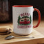 Christmas Mug - Merry Christmas Maroon Text Camper Trees