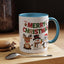 Christmas Mug - Red Green & Gold Text Reindeer Snowman Penguin