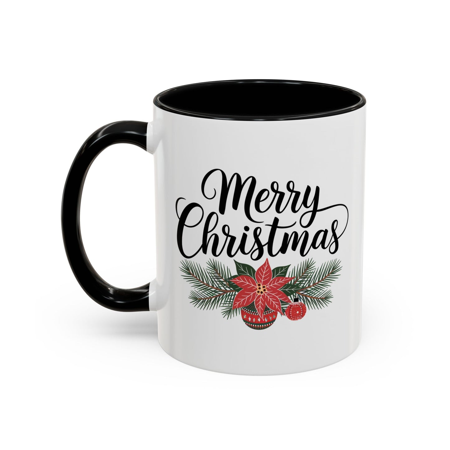 Christmas Mug - Merry Christmas Black Text Mistletoe