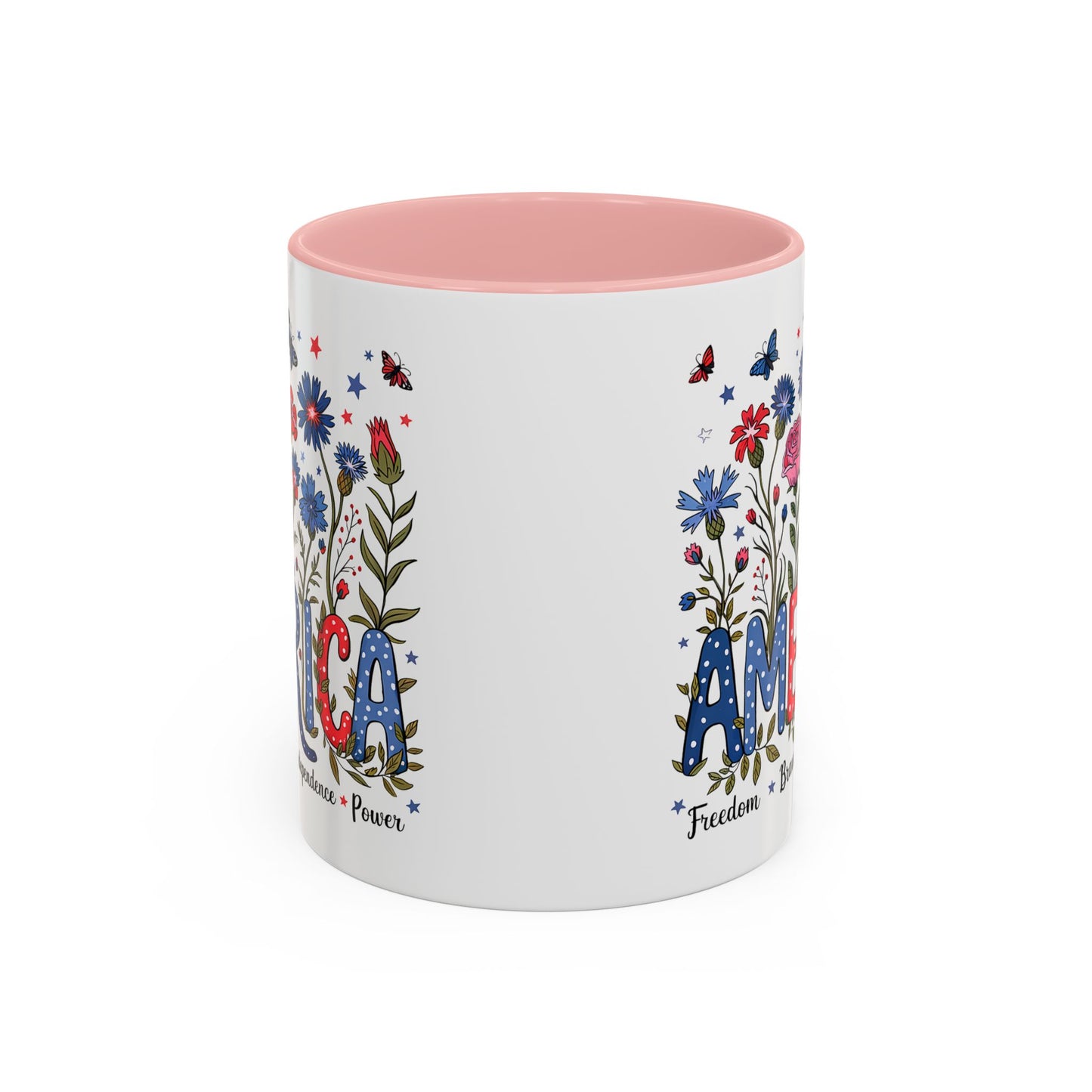 4th of July Mug - Floral America Patriotic