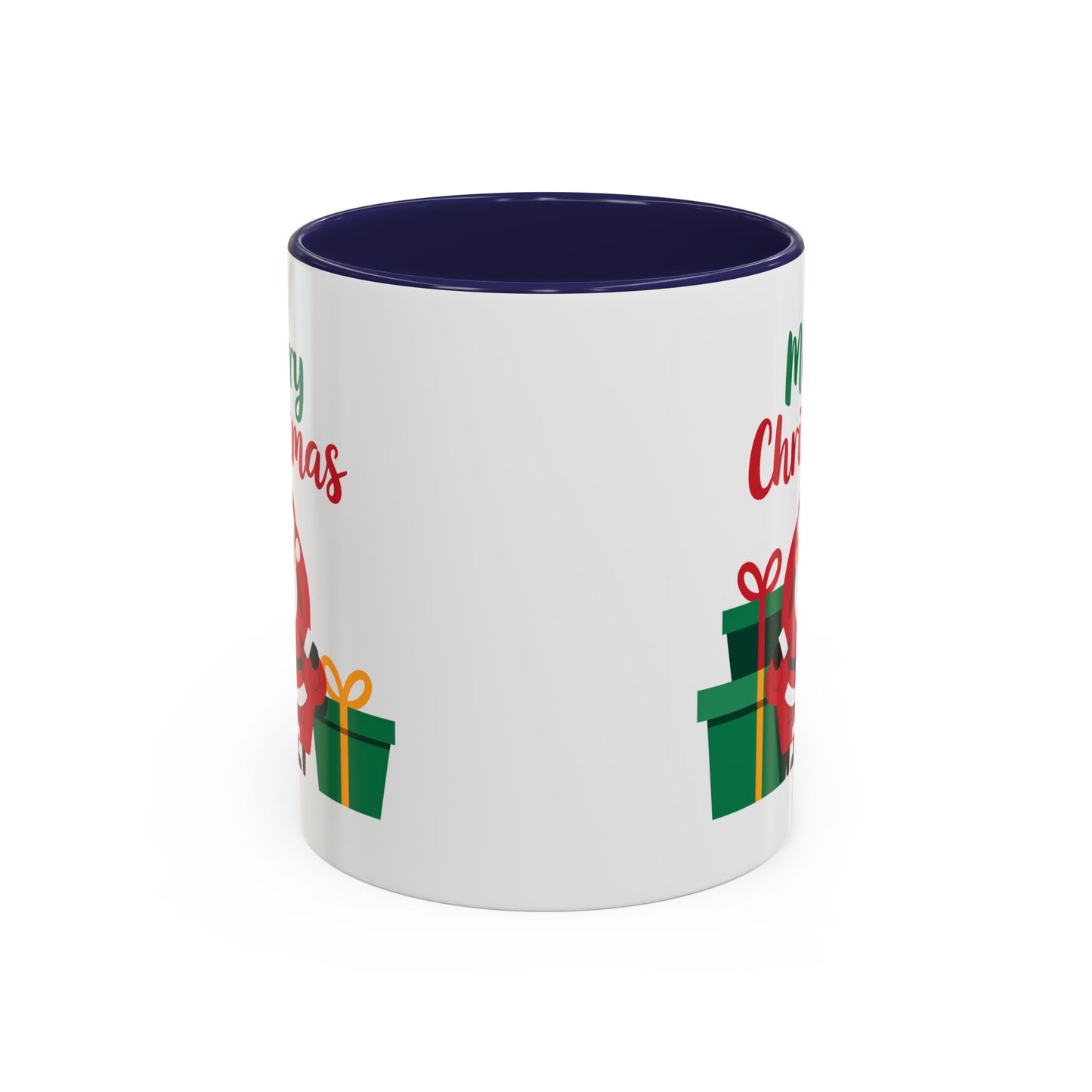 Christmas Mug - Merry Christmas Green & Red Text Santa Presents