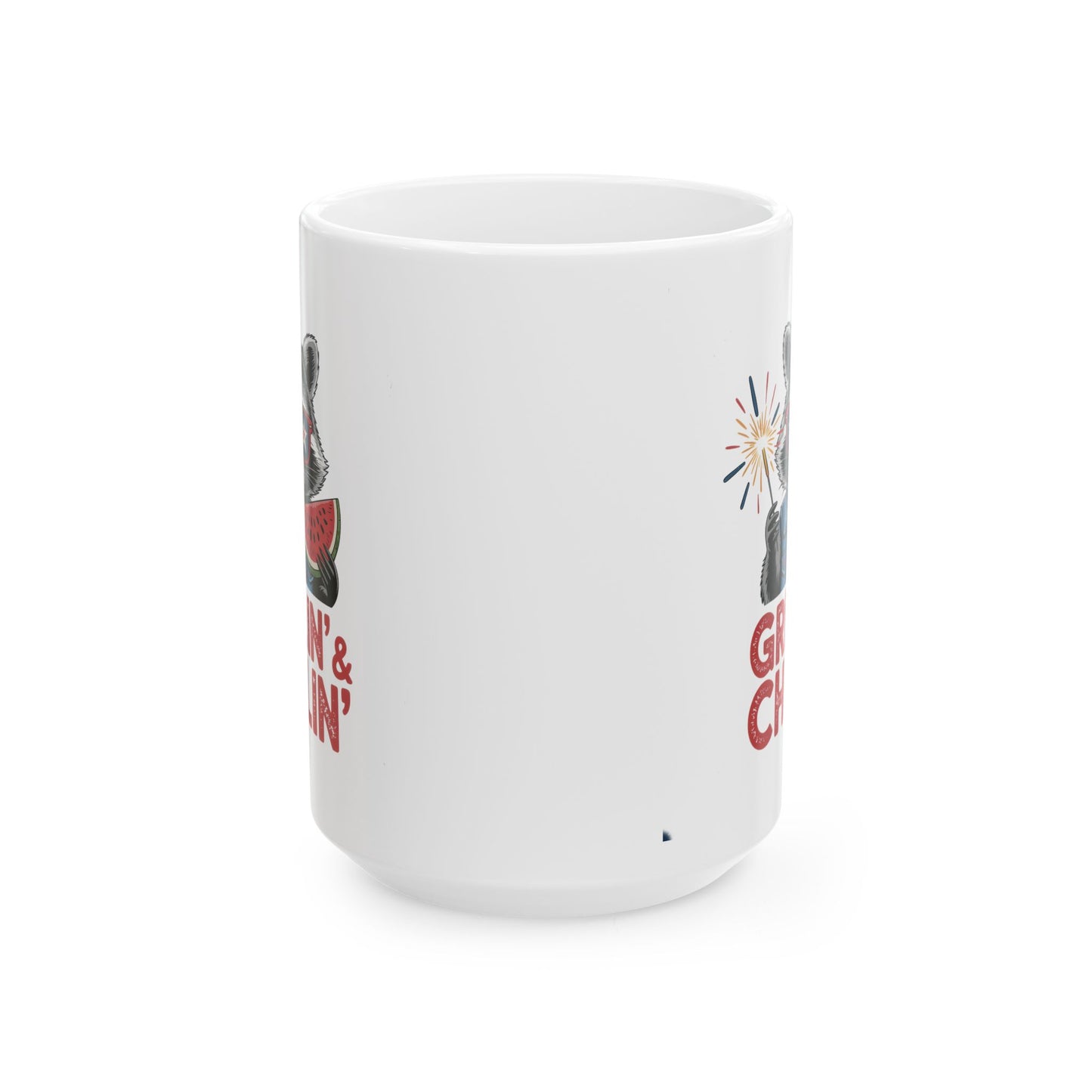 4th of July Mug - Grillin' & Chillin' Racoon