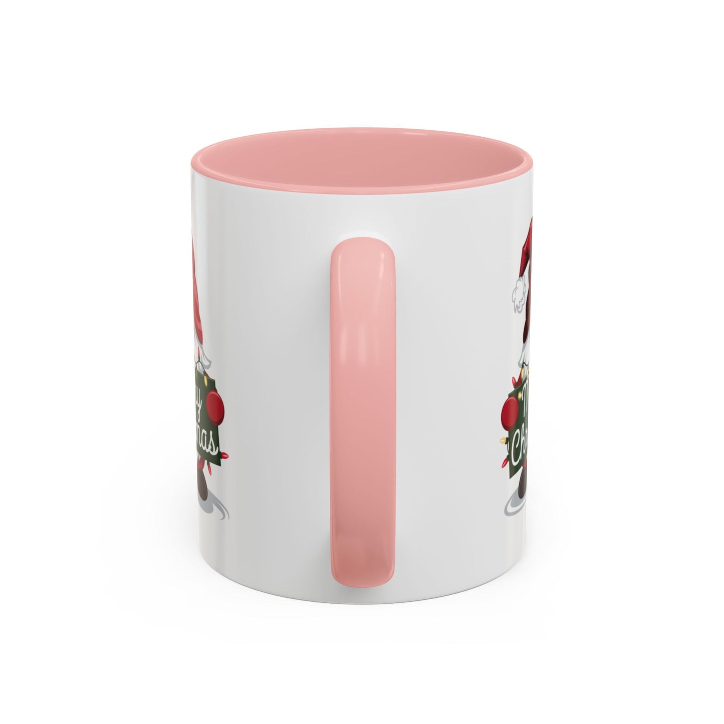 Christmas Mug - Merry Christmas White & Green Text Gnome Lights