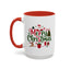 Christmas Mug - Merry Christmas Red & Green Text Santa Reindeer Tree Sleigh Ornaments