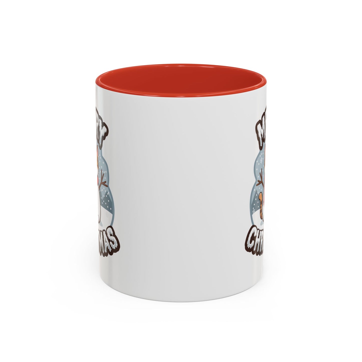 Christmas Mug - Merry Christmas Black & White Text Snowman Cat