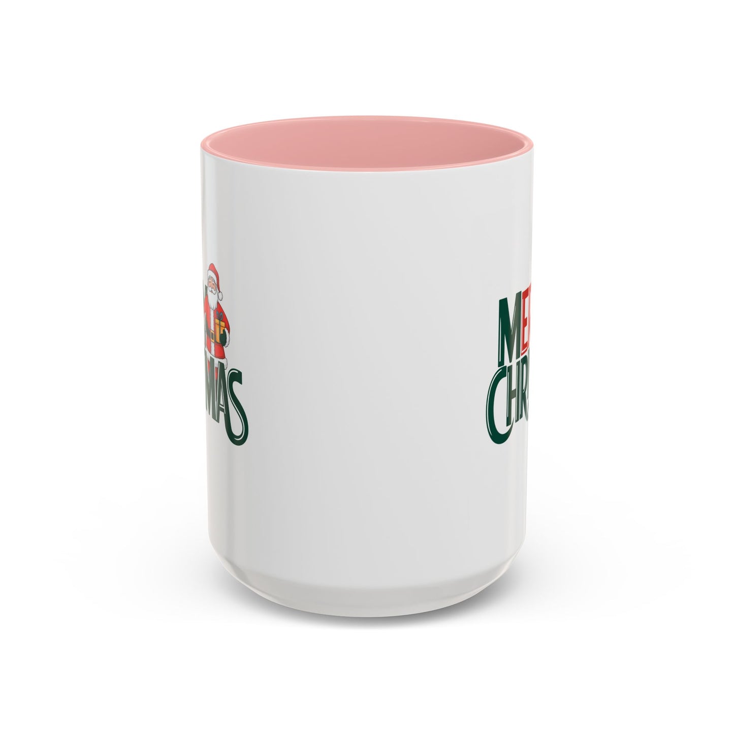 Christmas Mug - Merry Christmas Green & Red Text Santa Present