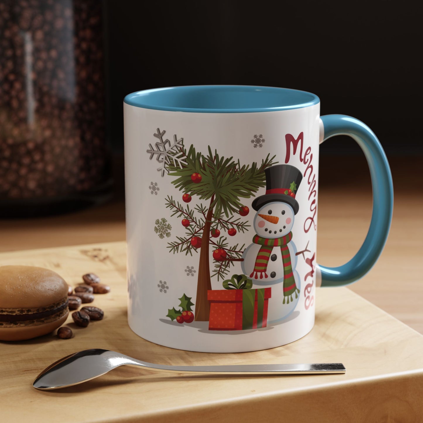 Christmas Mug - Merry Xmas Snowman Tree Present