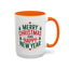 Christmas Mug - Merry Christmas and a Happy New Year Green & Red Text Trees Stars