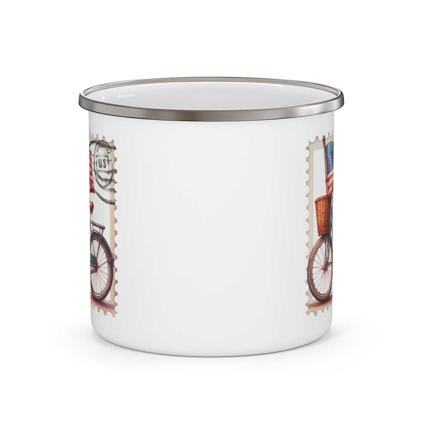 4th of July Mug - American Flag Bicycle Stamp