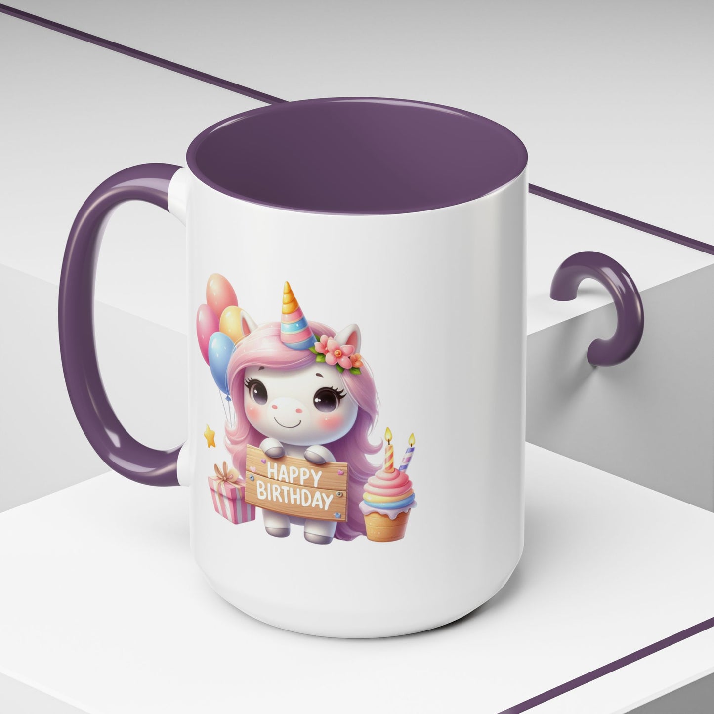 Birthday Mug - Girl Unicorn Happy Birthday Sign 2