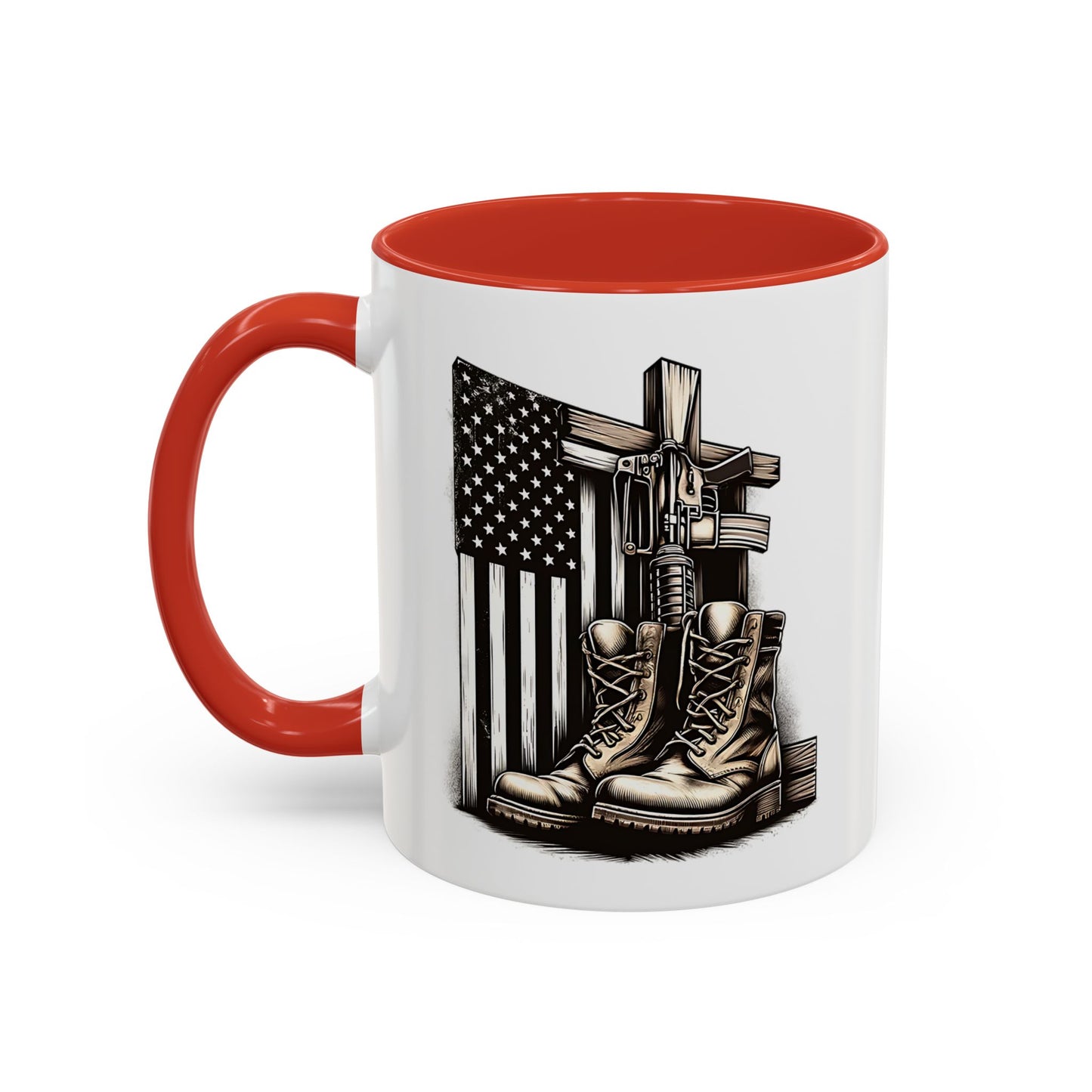 4th of July Mug - Fallen Soldier Boots Flag
