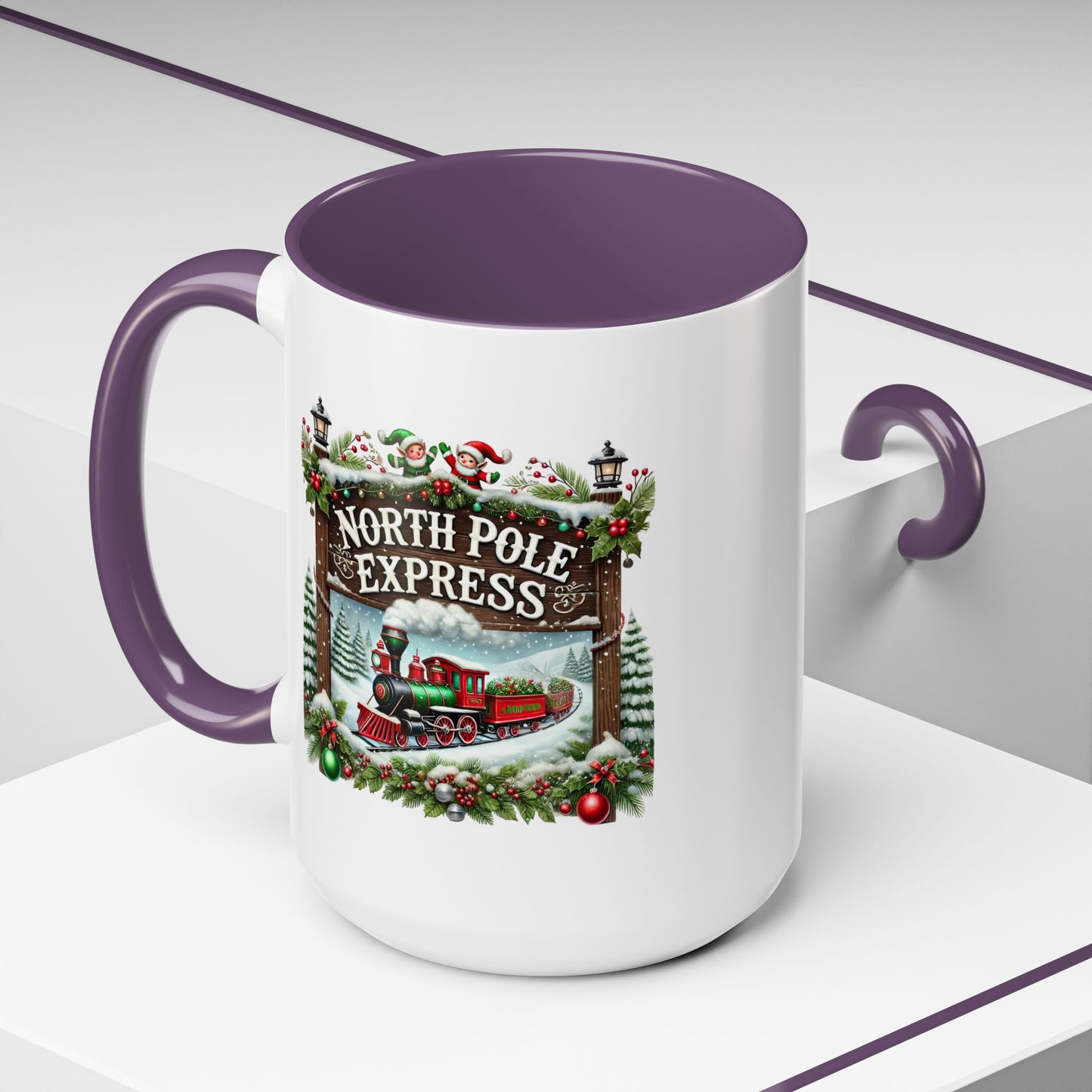 Christmas Mug - North Pole Express Steam Locomotive Decorations