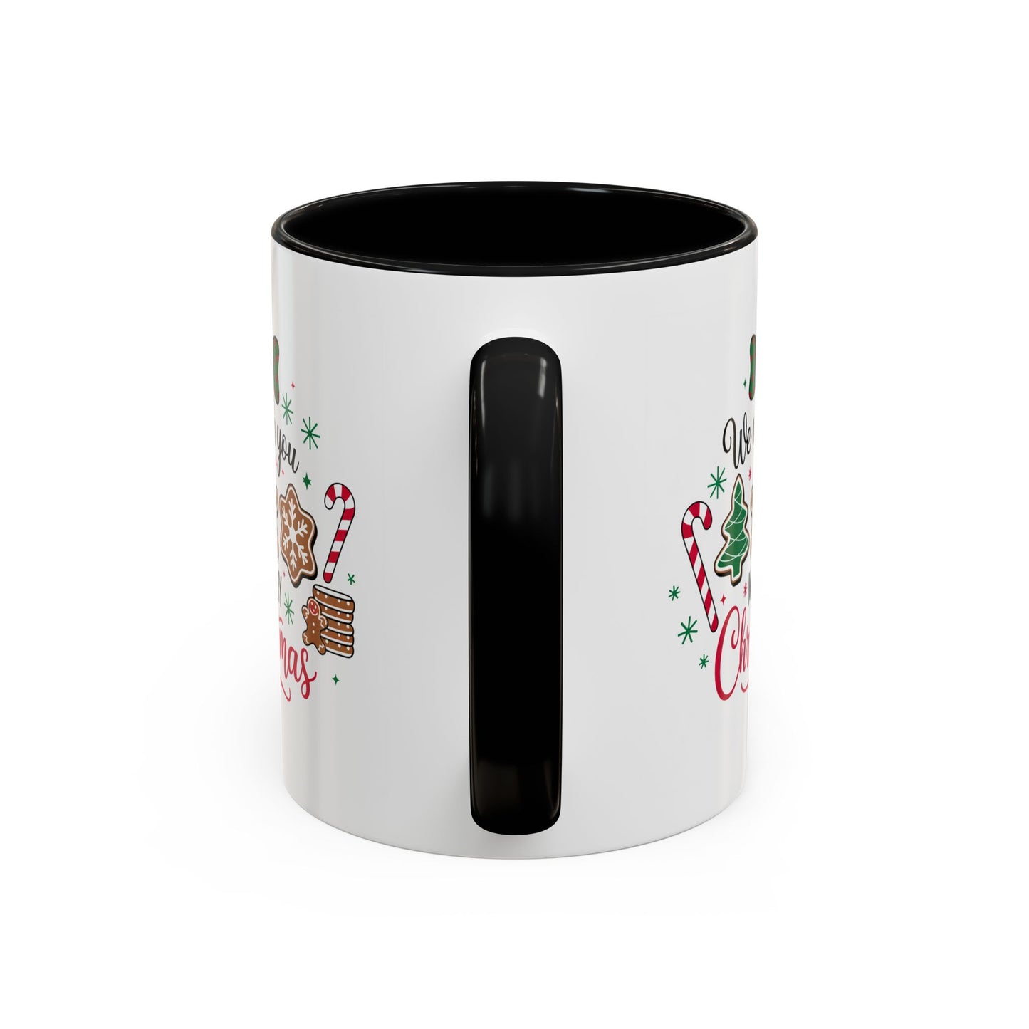 Christmas Mug - We Wish You a Merry Christmas Black & Red Text Cookies & Candy