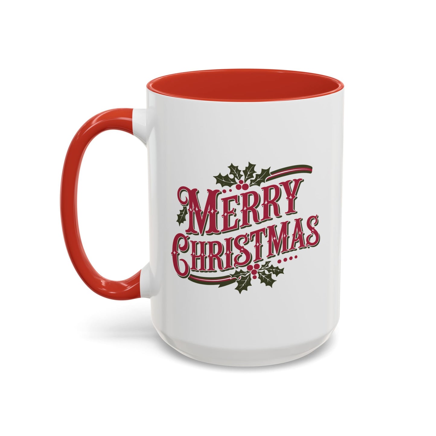 Christmas Mug - Merry Christmas Maroon & Green Text Decorations