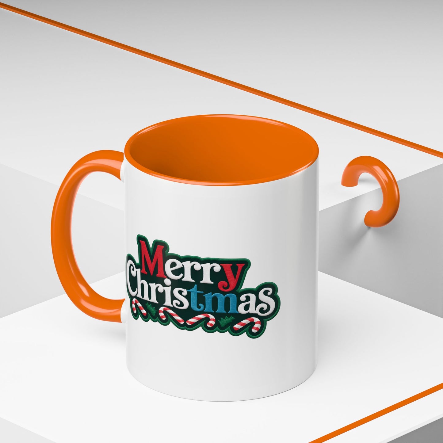 Christmas Mug - Merry Christmas White Red & Blue Text