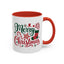 Christmas Mug - Merry Christmas Green & Red Text Star Candy Cane Stocking Snowflake