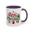 Christmas Mug - Merry Christmas Red & Green Text Santa Reindeer Tree Sleigh Ornaments