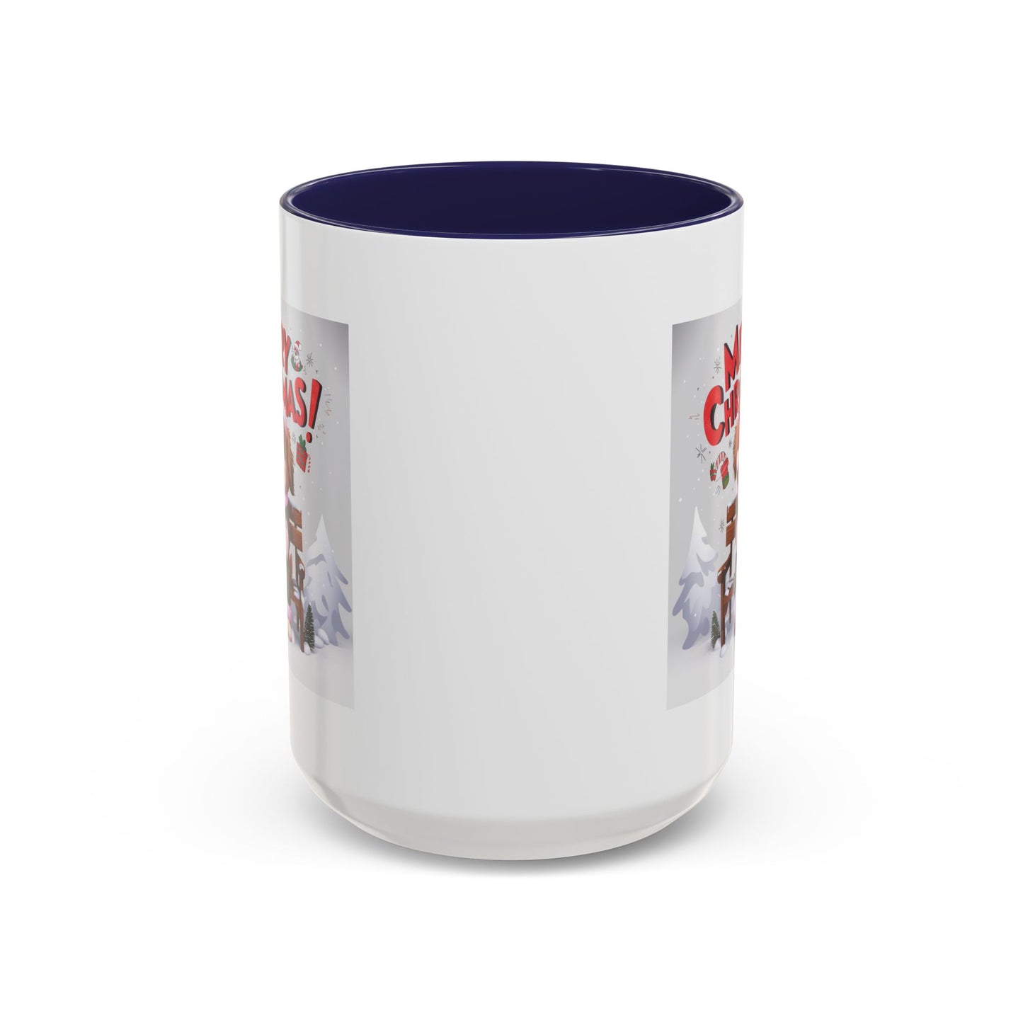 Christmas Mug - Merry Christmas Red Text Puppy Green & Red Top