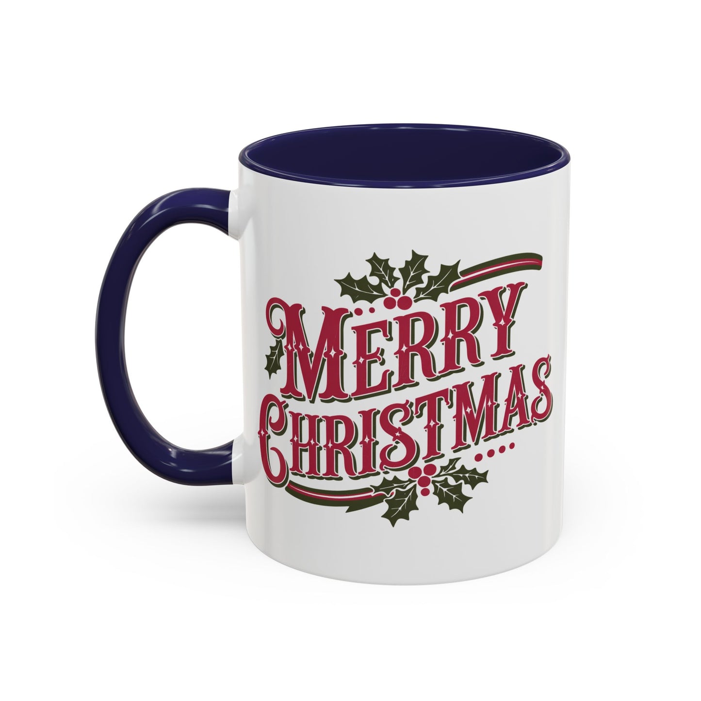 Christmas Mug - Merry Christmas Maroon & Green Text Decorations