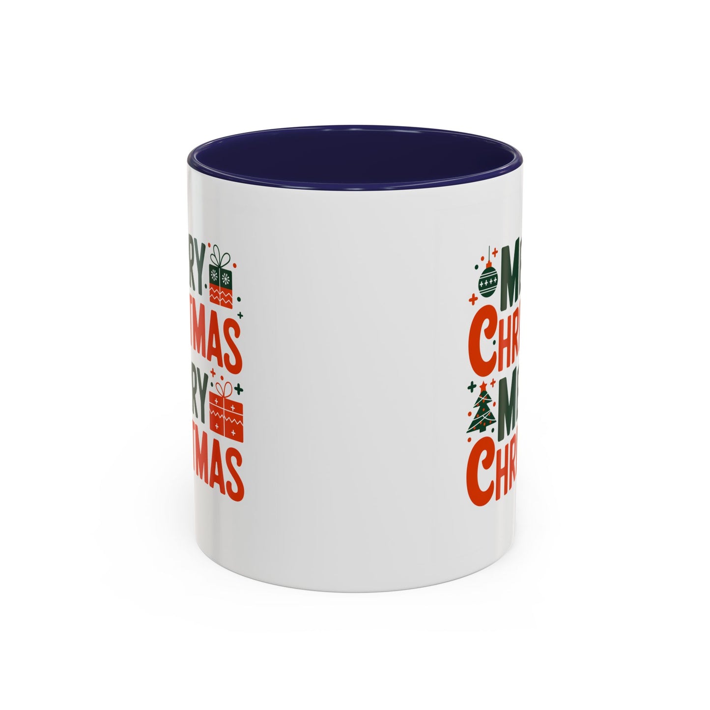 Christmas Mug - Green & Red Text Tree Presents