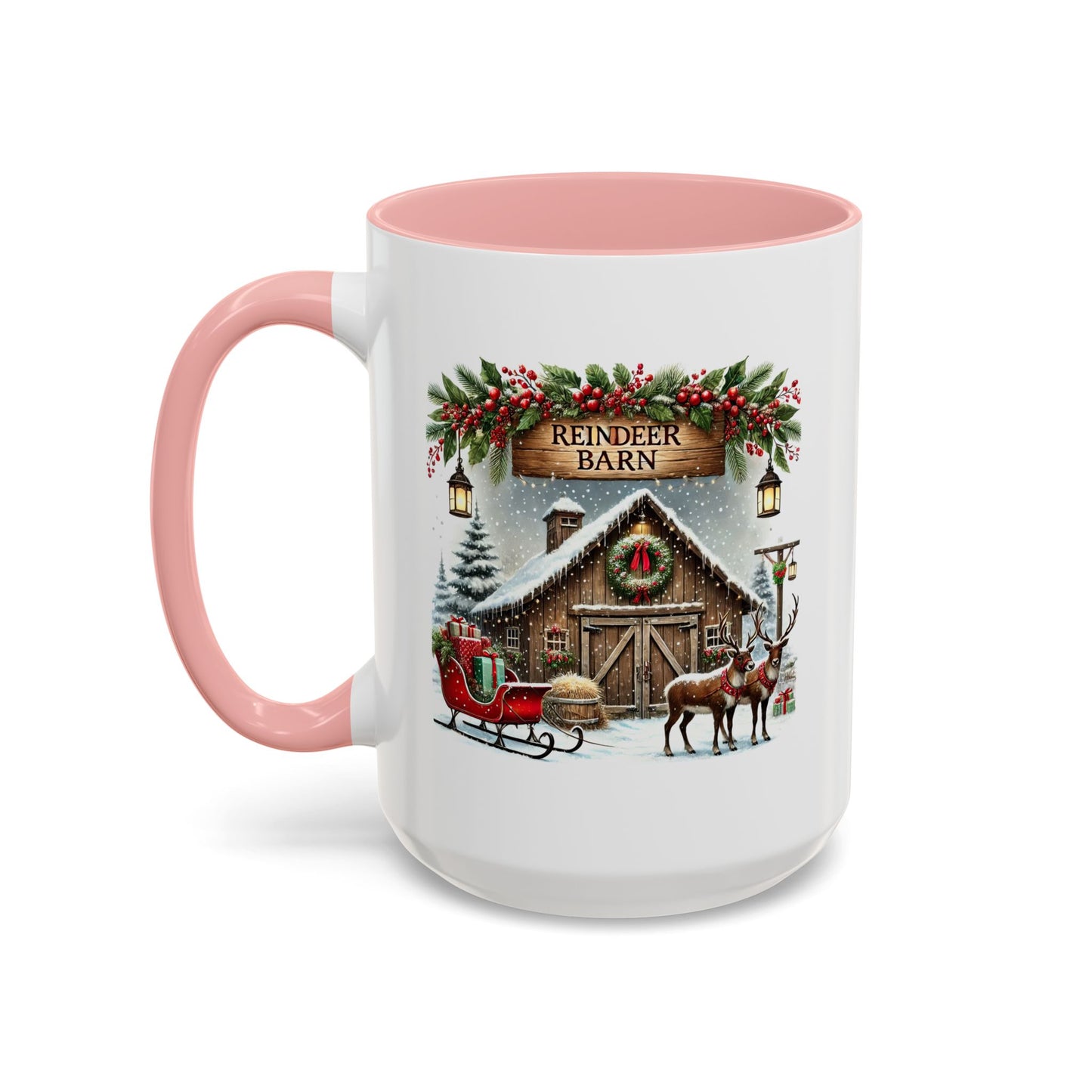 Christmas Mug - Reindeer Barn Sleigh Reindeer