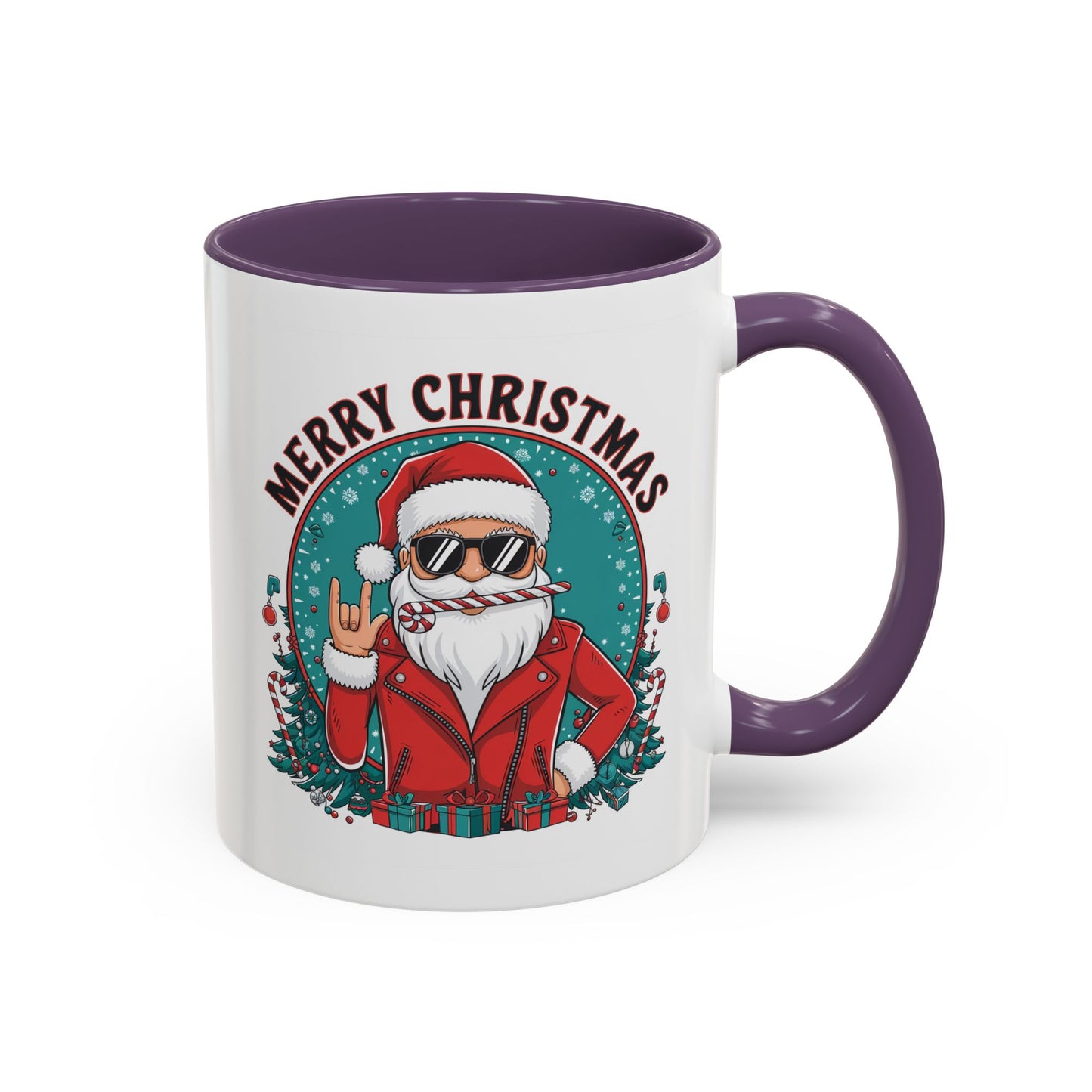 Christmas Mug - Merry Christmas Black & Red Text Cool Santa