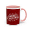 Christmas Mug - Merry Christmas White Text Maroon Background