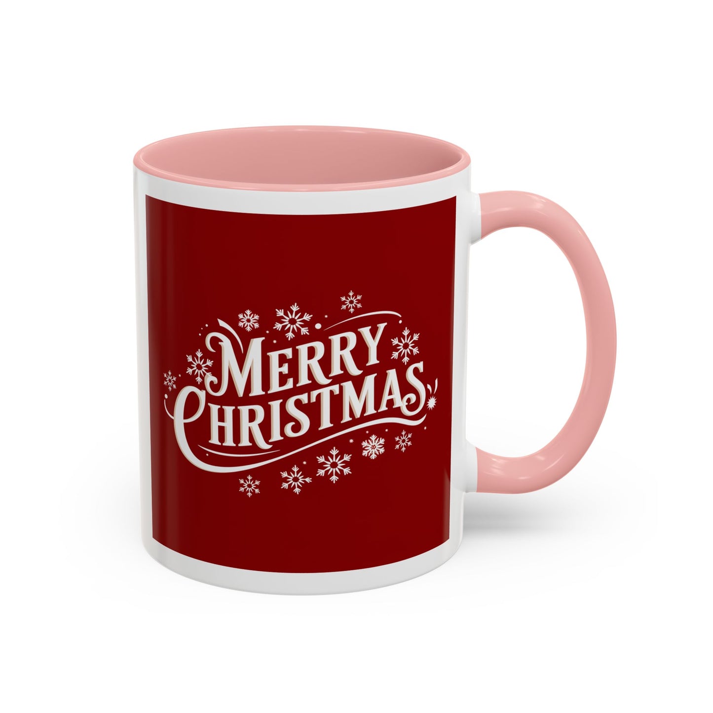 Christmas Mug - Merry Christmas White Text Maroon Background