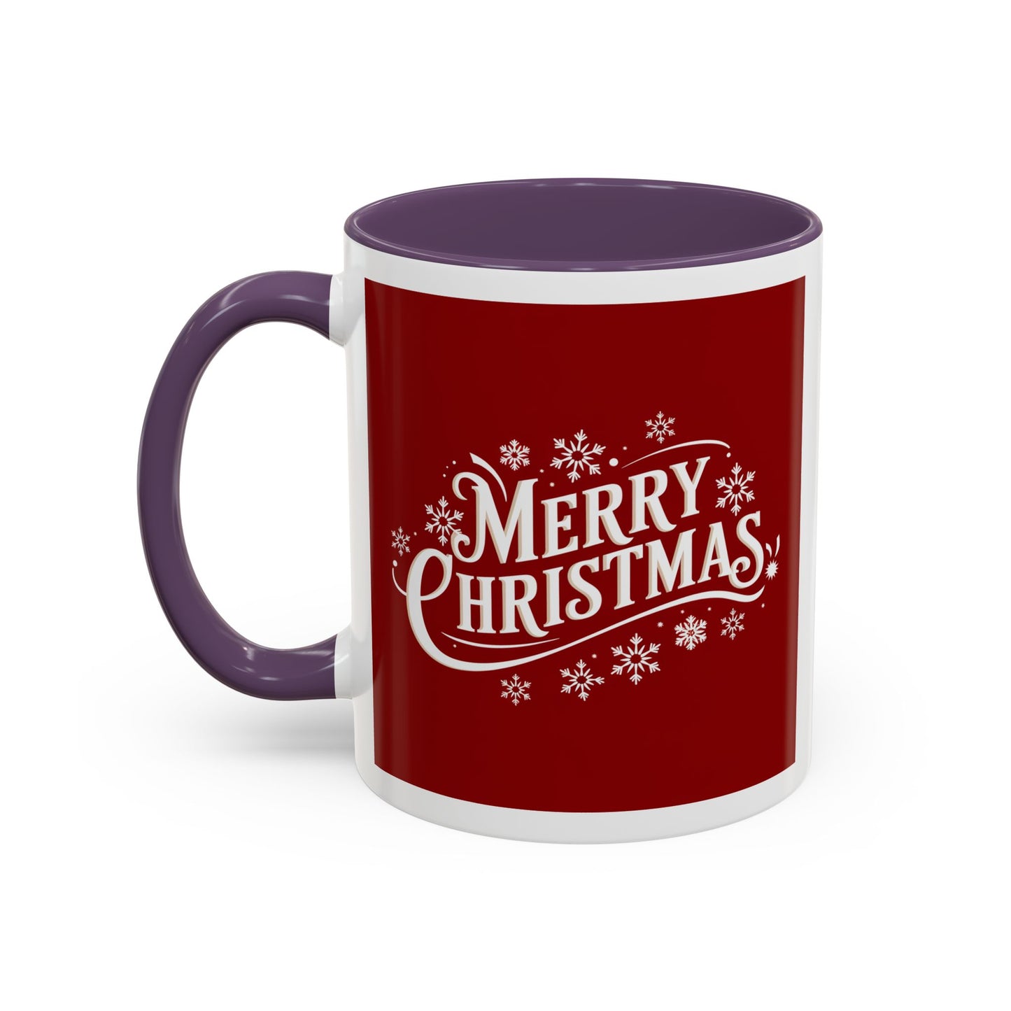 Christmas Mug - Merry Christmas White Text Maroon Background
