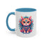 Animal  - Mystic Cat Turquoise & Coral Flowers