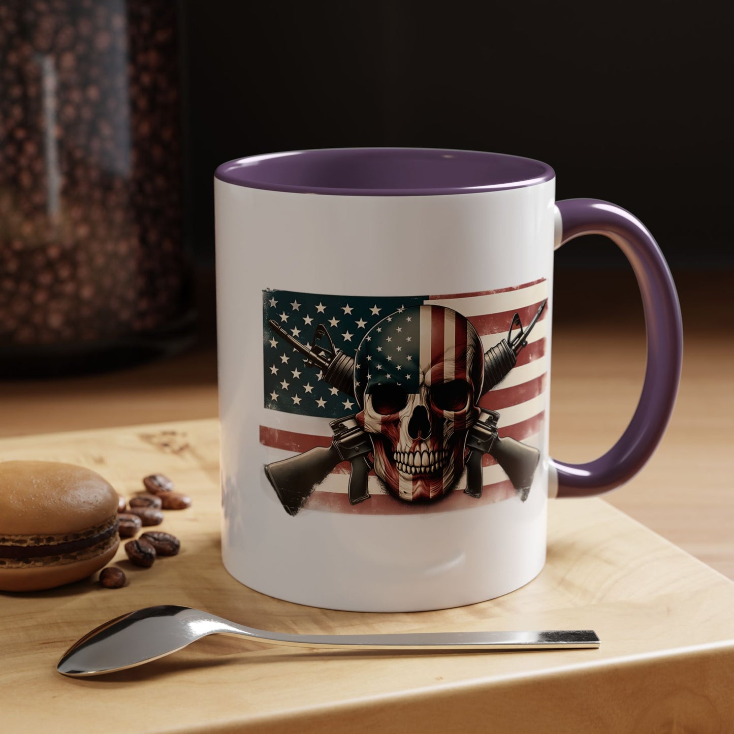 4th of July Mug - Skull Guns Flag