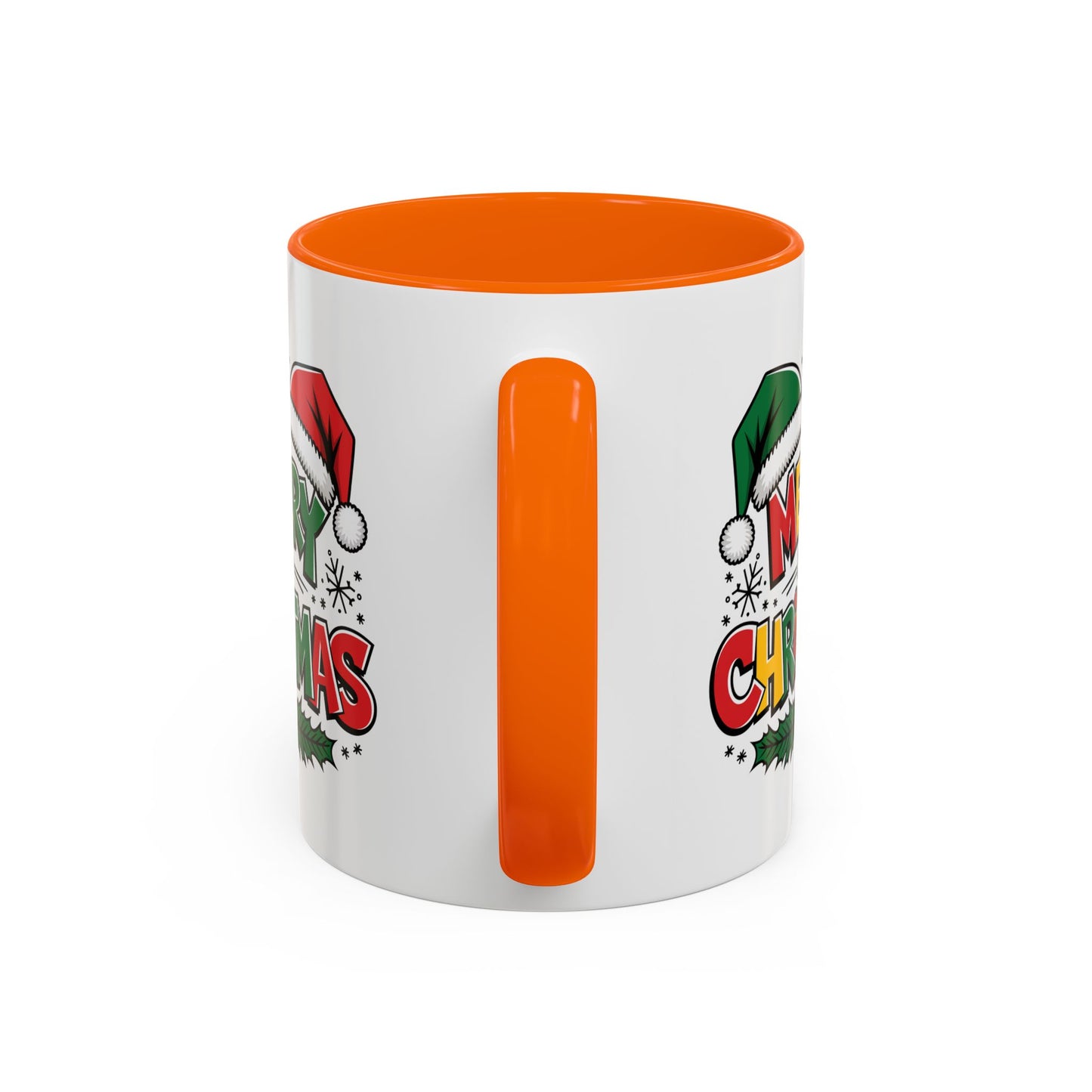 Christmas Mug - Merry Christmas Red Yellow & Green Text Green & Red Hat