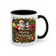 Christmas Mug - Merry Christmas Cream Text Santa Ok Light Bow Ornaments
