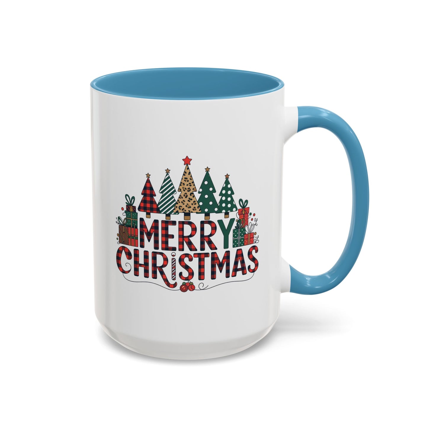 Christmas Mug - Merry Christmas Tartan Text Trees Presents