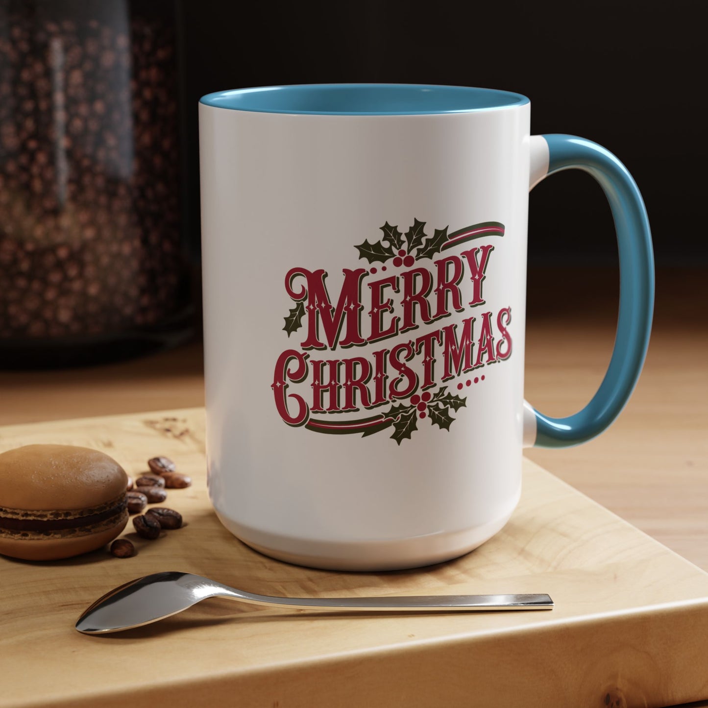 Christmas Mug - Merry Christmas Maroon & Green Text Decorations