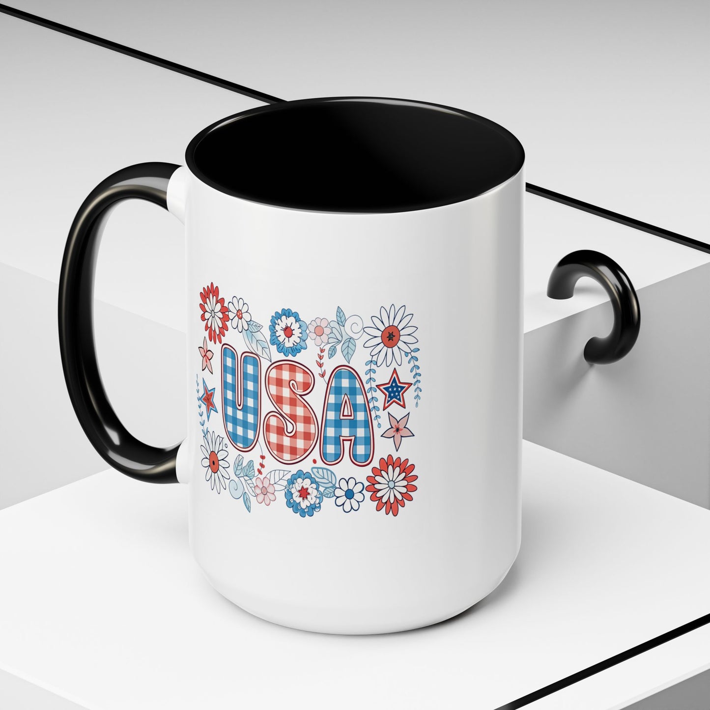 4th of July Mug - USA Preppy Floral