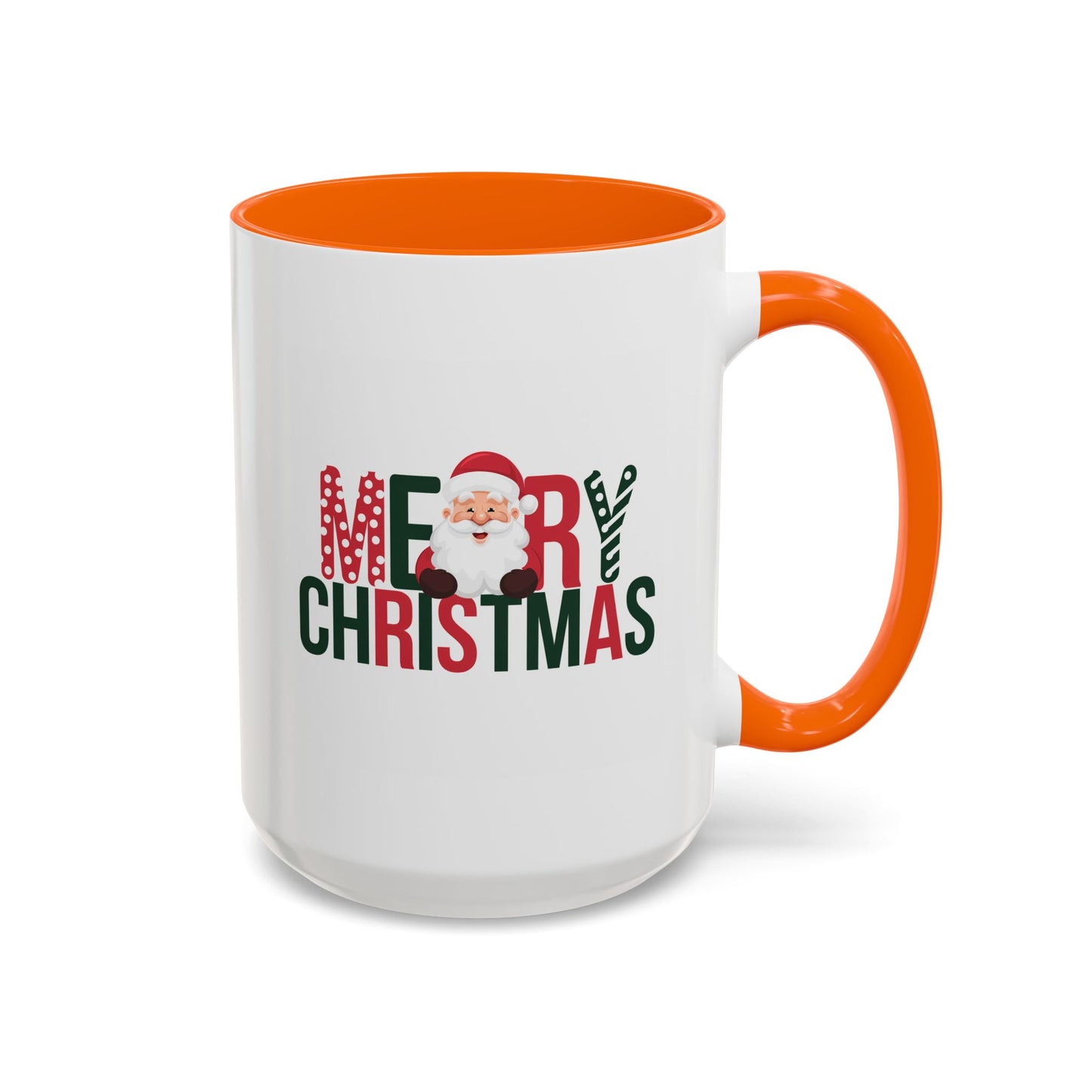 Christmas Mug - Merry Christmas Green & Red Text Santa