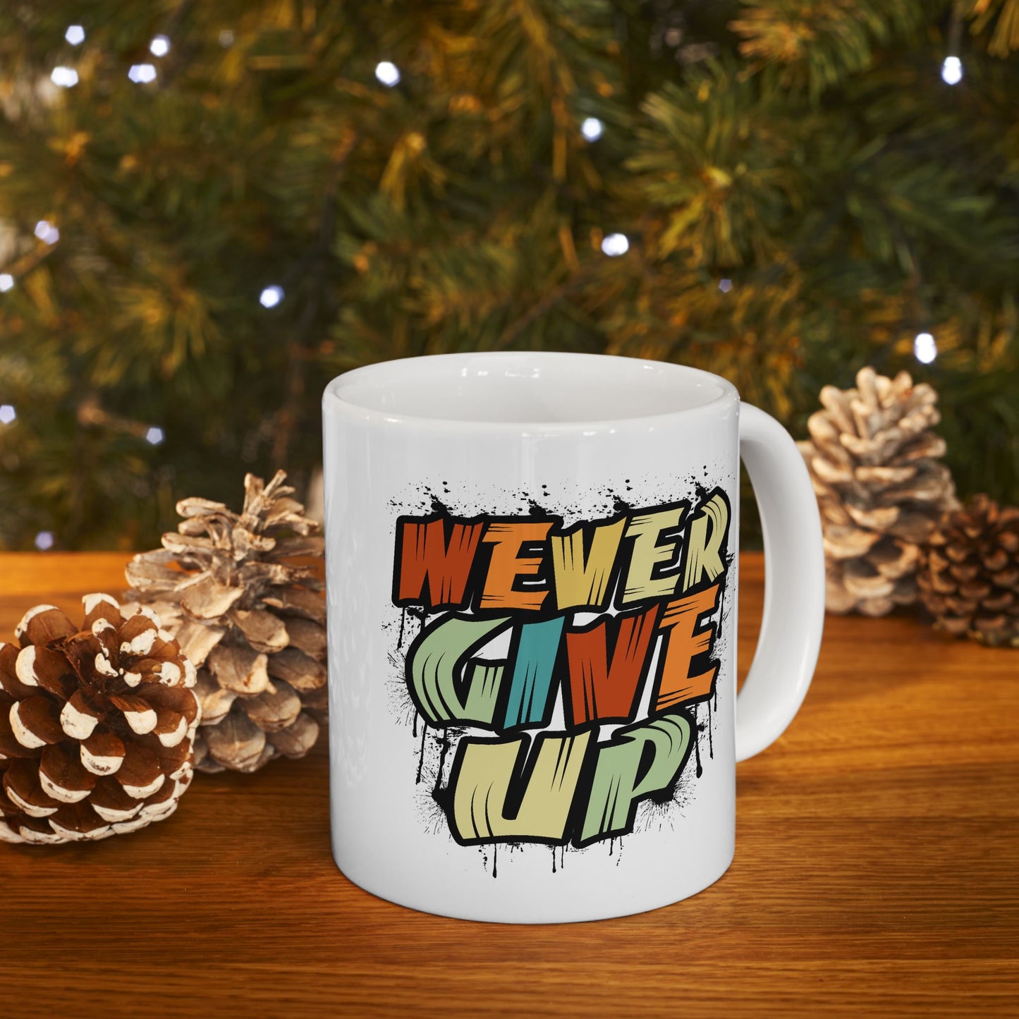 Motivation Mug - Never Give Up Spray paint