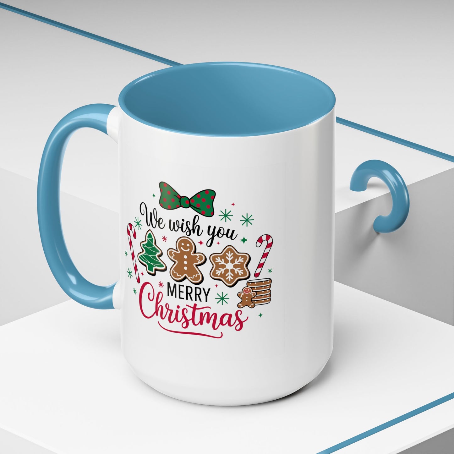 Christmas Mug - We Wish You a Merry Christmas Black & Red Text Cookies & Candy