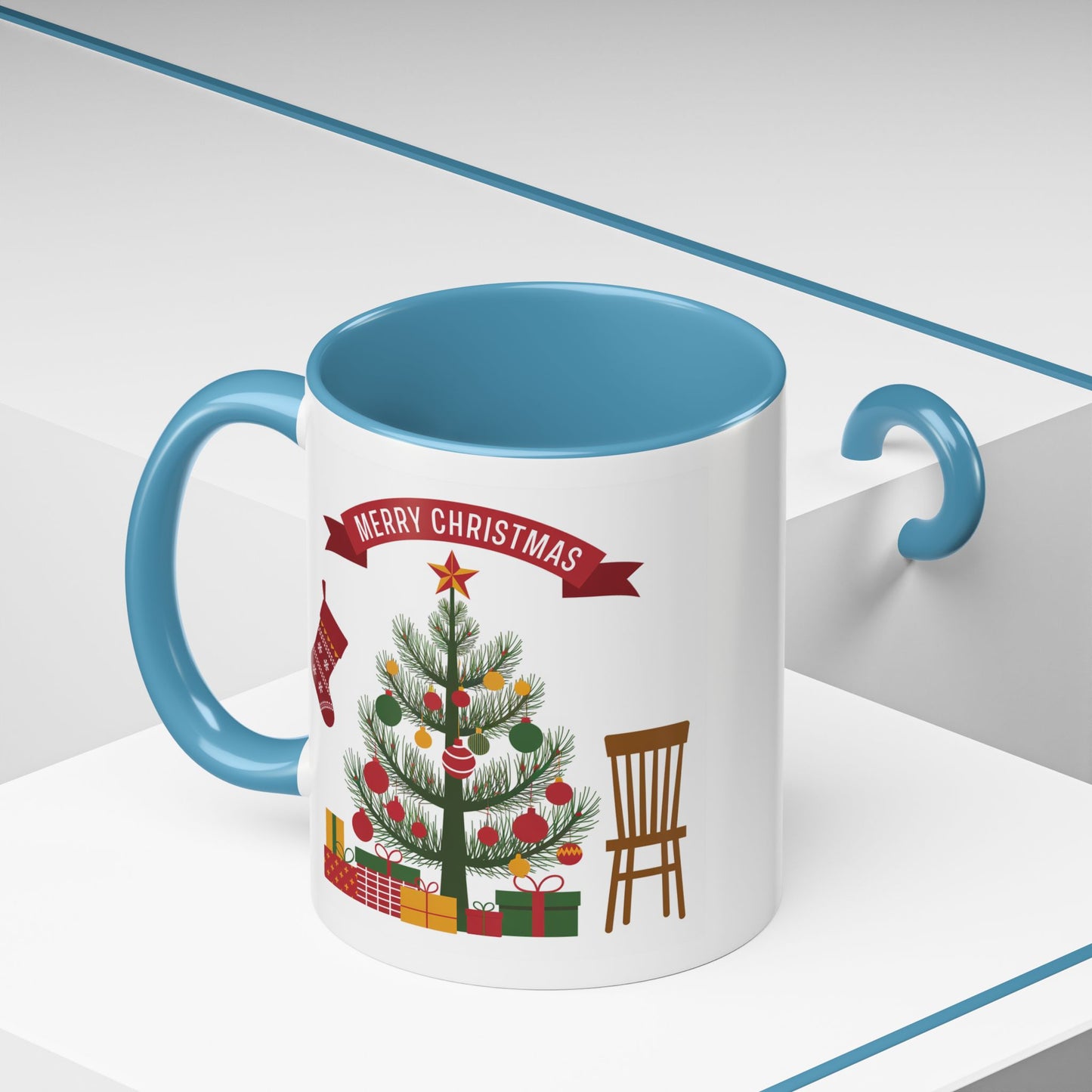 Christmas Mug - Merry Christmas Banner Tree Presents