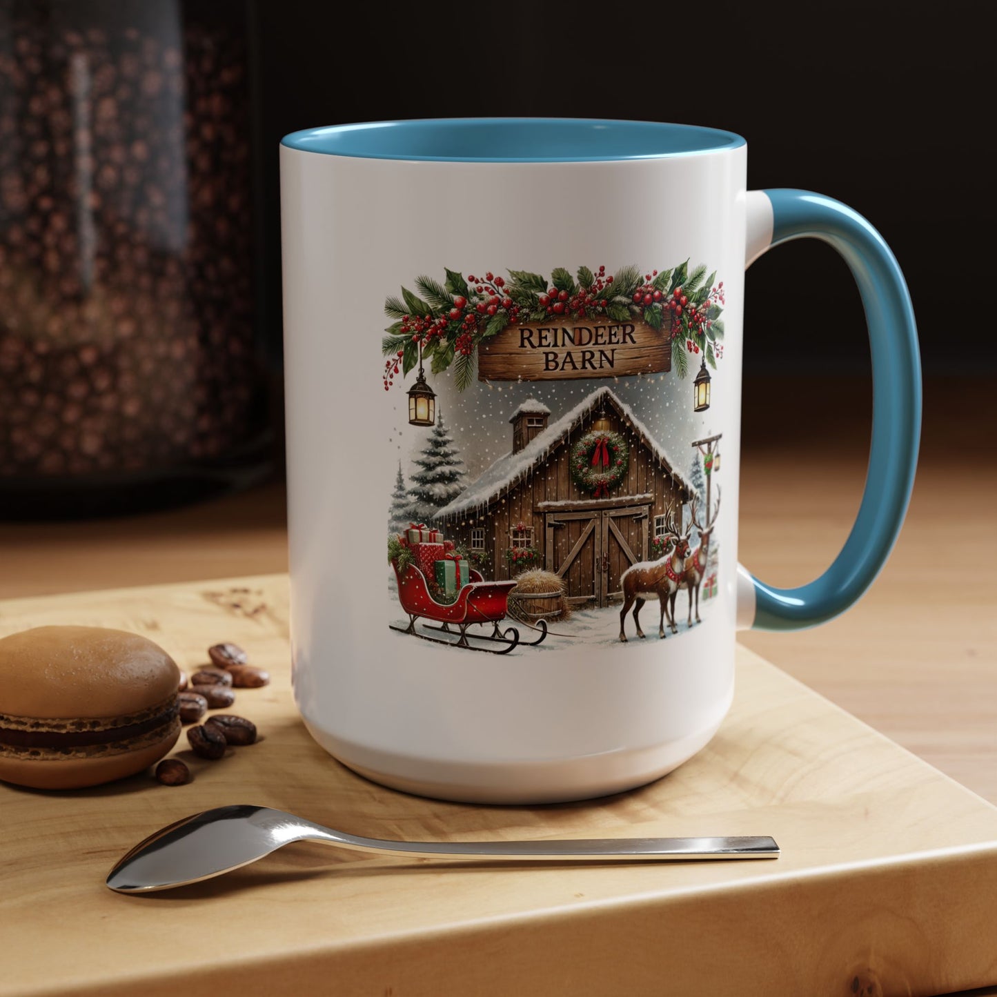 Christmas Mug - Reindeer Barn Sleigh Reindeer