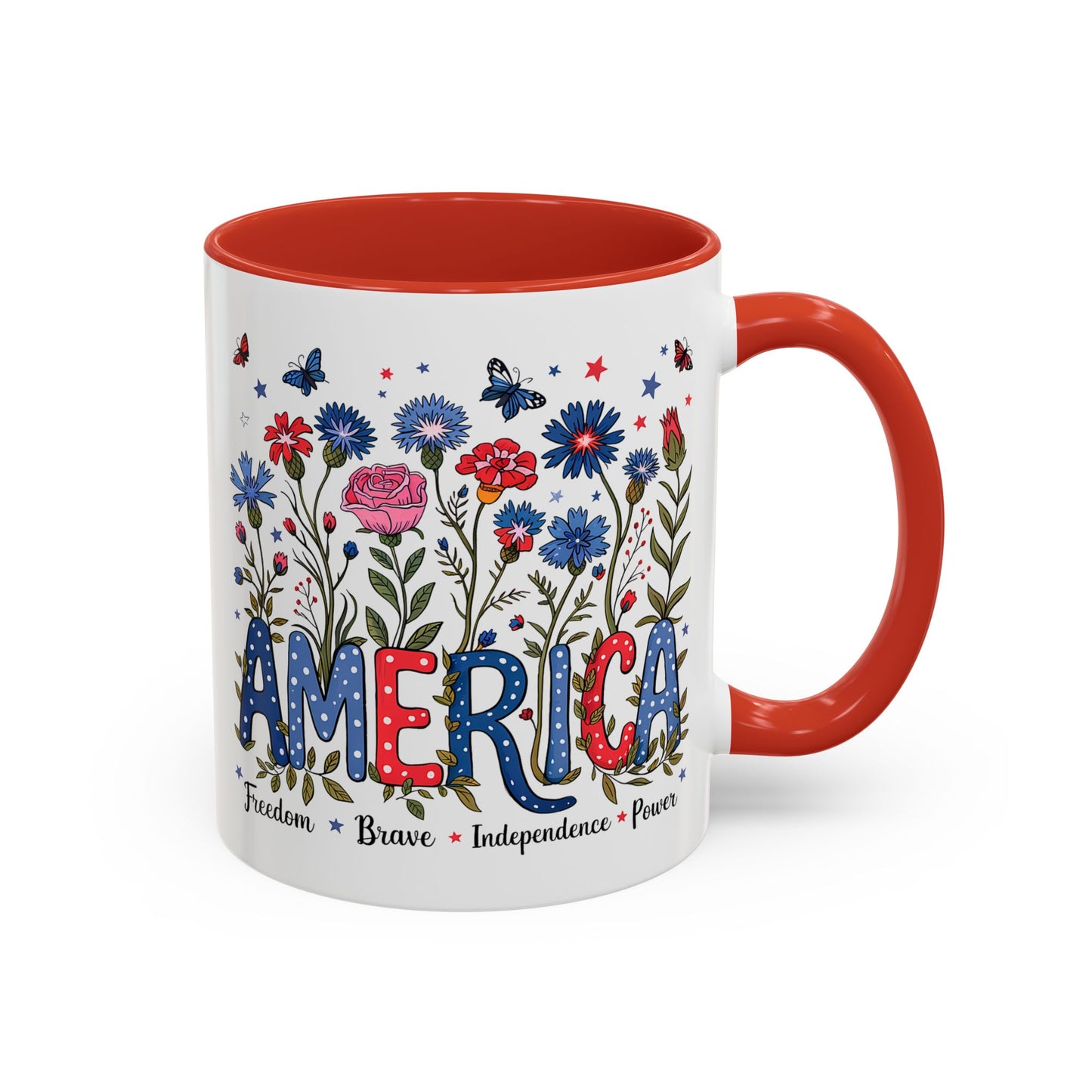 4th of July Mug - Floral America Patriotic