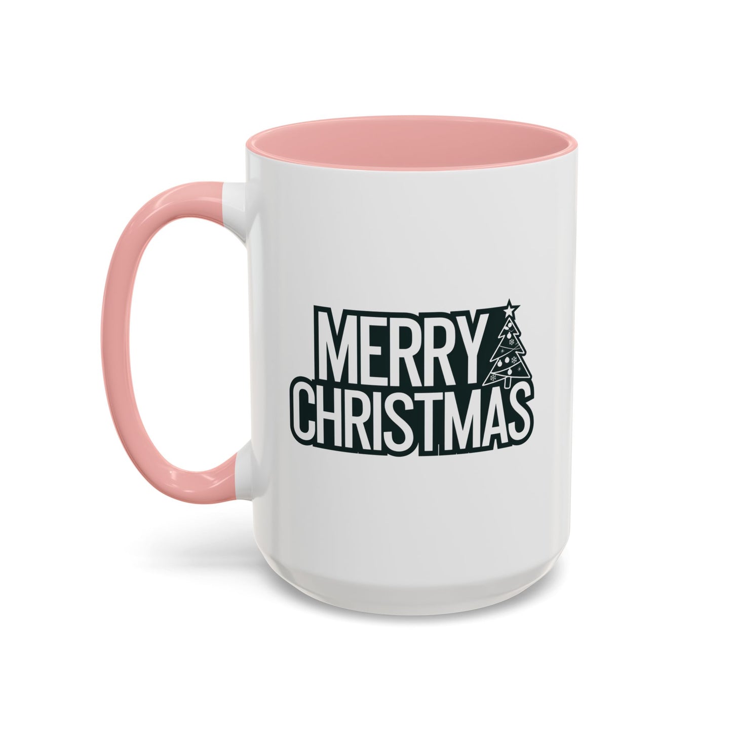 Christmas Mug - Merry Christmas White & Black Text Tree