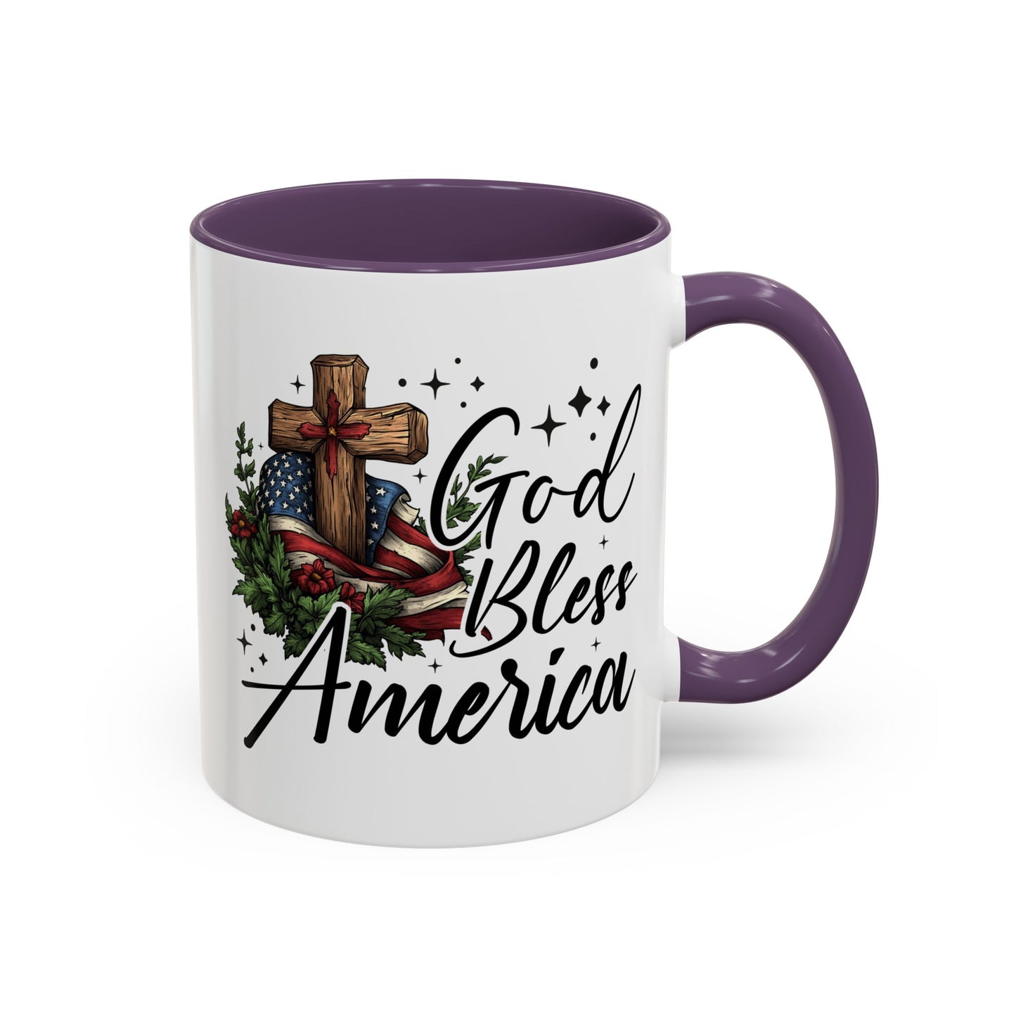 4th of July Mug - God Bless America Cross Flag