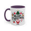 Christmas Mug - Merry Christmas Black Text Santa Reindeer Snowmen Ornaments