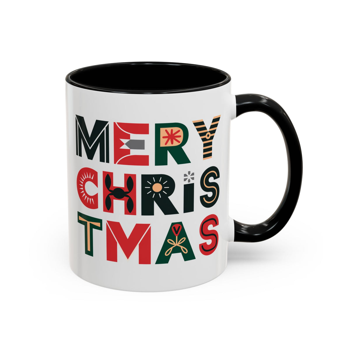 Christmas - Merry Christmas Black Red Green Patterned Text